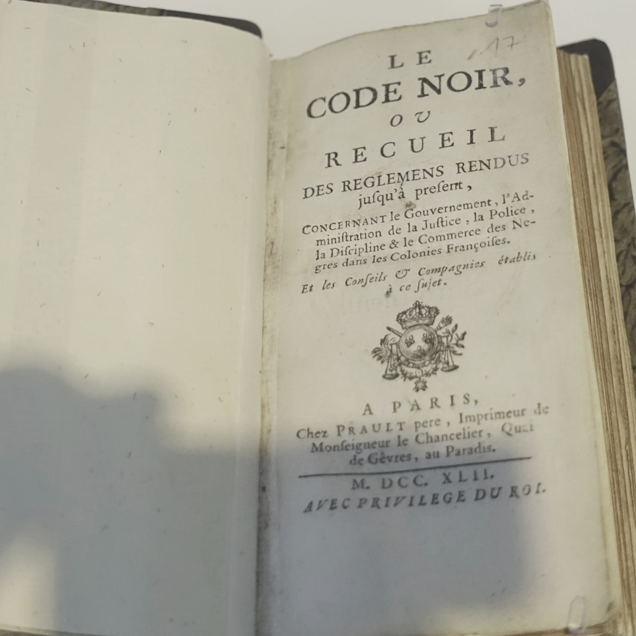 A document of political inhumanity: The “Code Noir” issued by French King Louis XIV in 1685 regulating how black slaves should be treated. The decree remained in force until 1848.