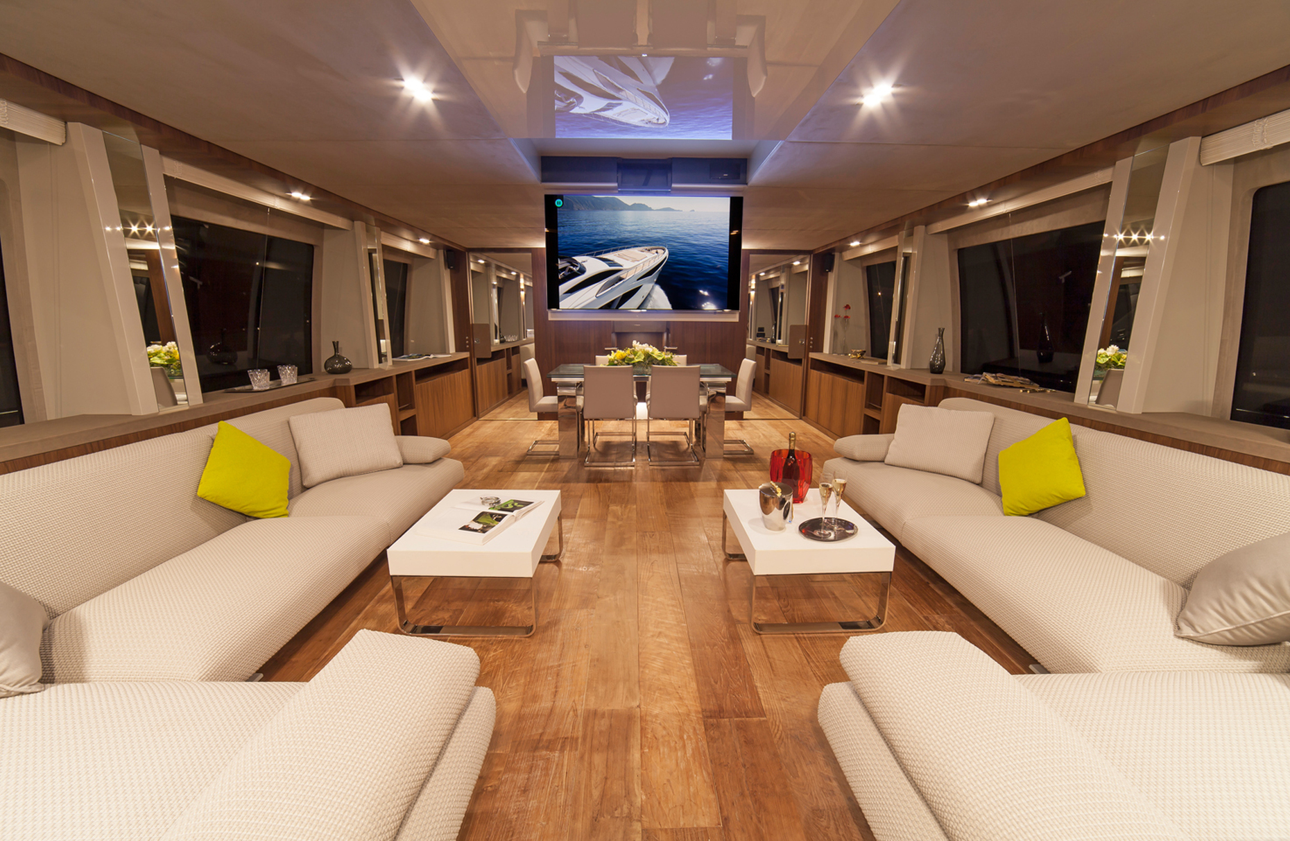 For the interior design of the Superyacht, the Gruppo Permare has selected the modular sofa "Move" by Paola Lenti.