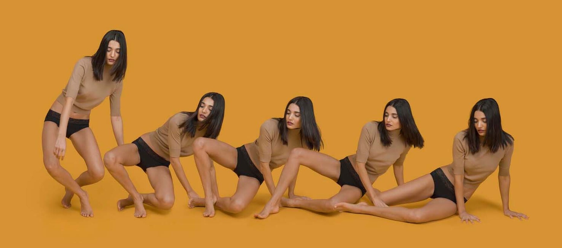 The Thinx campaign was shown in the New York City Metro in 2016 and reflects in an abstract way the phases of the menstruation and its impact on the body.