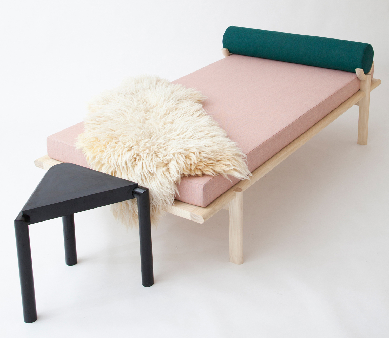 Ash Crescent Lounge and Troika Stool/Side Table