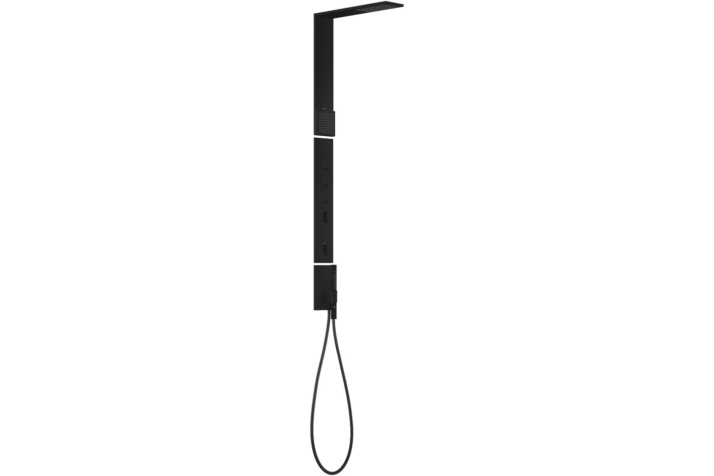 AXOR ShowerComposition Duschpaneel mit Thermostat, Kopfbrause 110/220 1 Strahlart und Schulterbrause Mattschwarz
