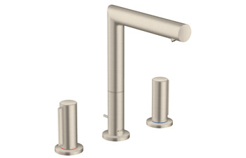 AXOR Uno 3-hole basin mixer 200 with zero handles and pop-up waste set brushed nickel