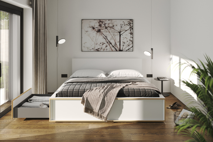 11 spaze bett mit kopfteil holz weiss 80x200 ohne nachttischablage