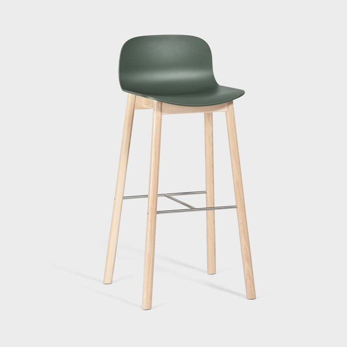 Materia Neo Lite bar stool wooden frame white pig ash green sh780