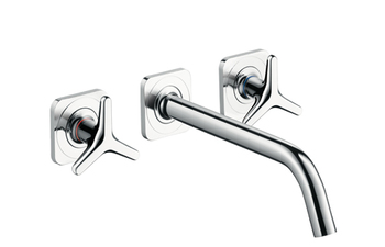 AXOR Citterio M 3-Hole Basin Mixer for concealed installation with star handles, escutcheons and spout 166mm DN15, wall mounting